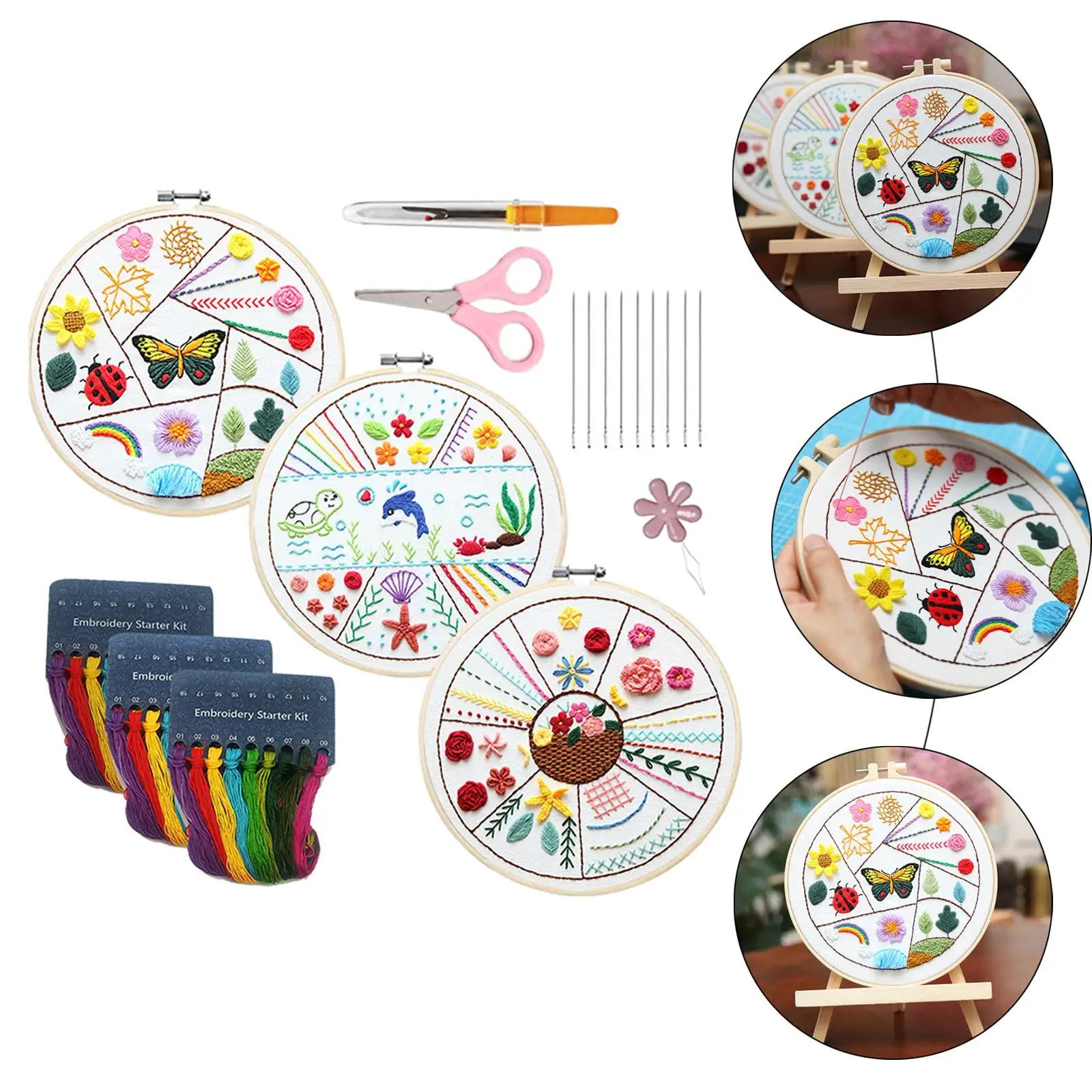 1 Set Embroidery Stitch Practice with Pattern Decor with