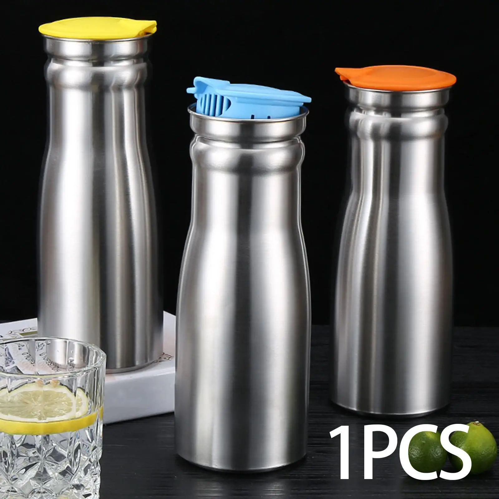 Household Kettle Large Capacity 1L Beverage Jar Leakproof Stainless Steel Cold Water Jug for Tea Beverage Juice Milk Drink