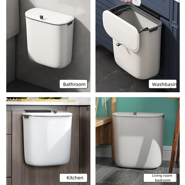 Cross-Border Wholesale Wall-Mounted Trash Can Kitchen Sliding Lid Trash Can  Toilet Hanging Creative White Small Trash Can - China Box and Trash Can  price