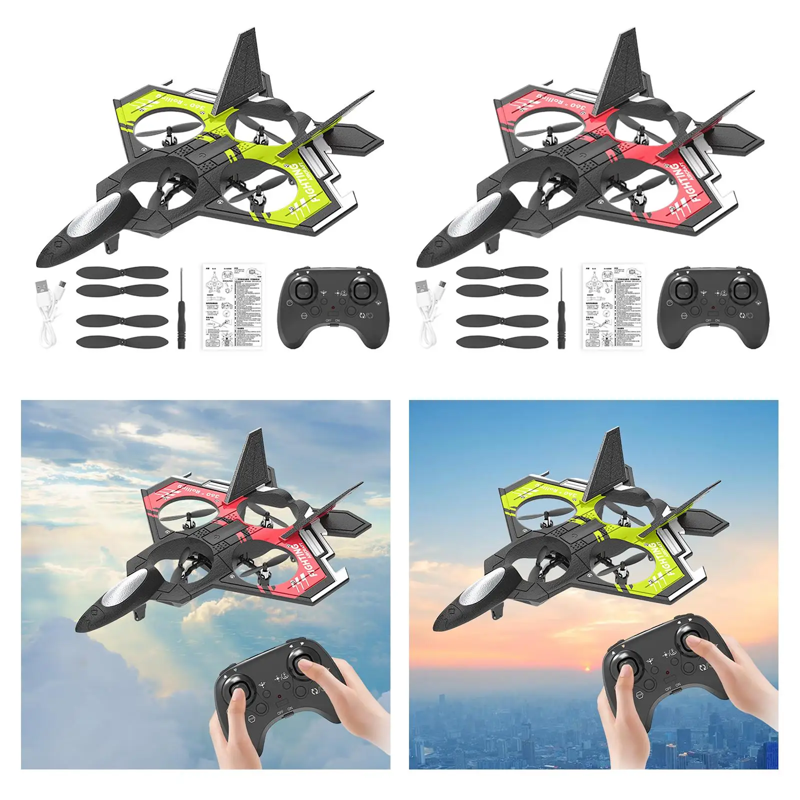 2.4G RC Glider Foam Anti Collision with Flash Light RC Glider Airplane Model Toys for Park Flying Games Outdoor Party Favor Gift