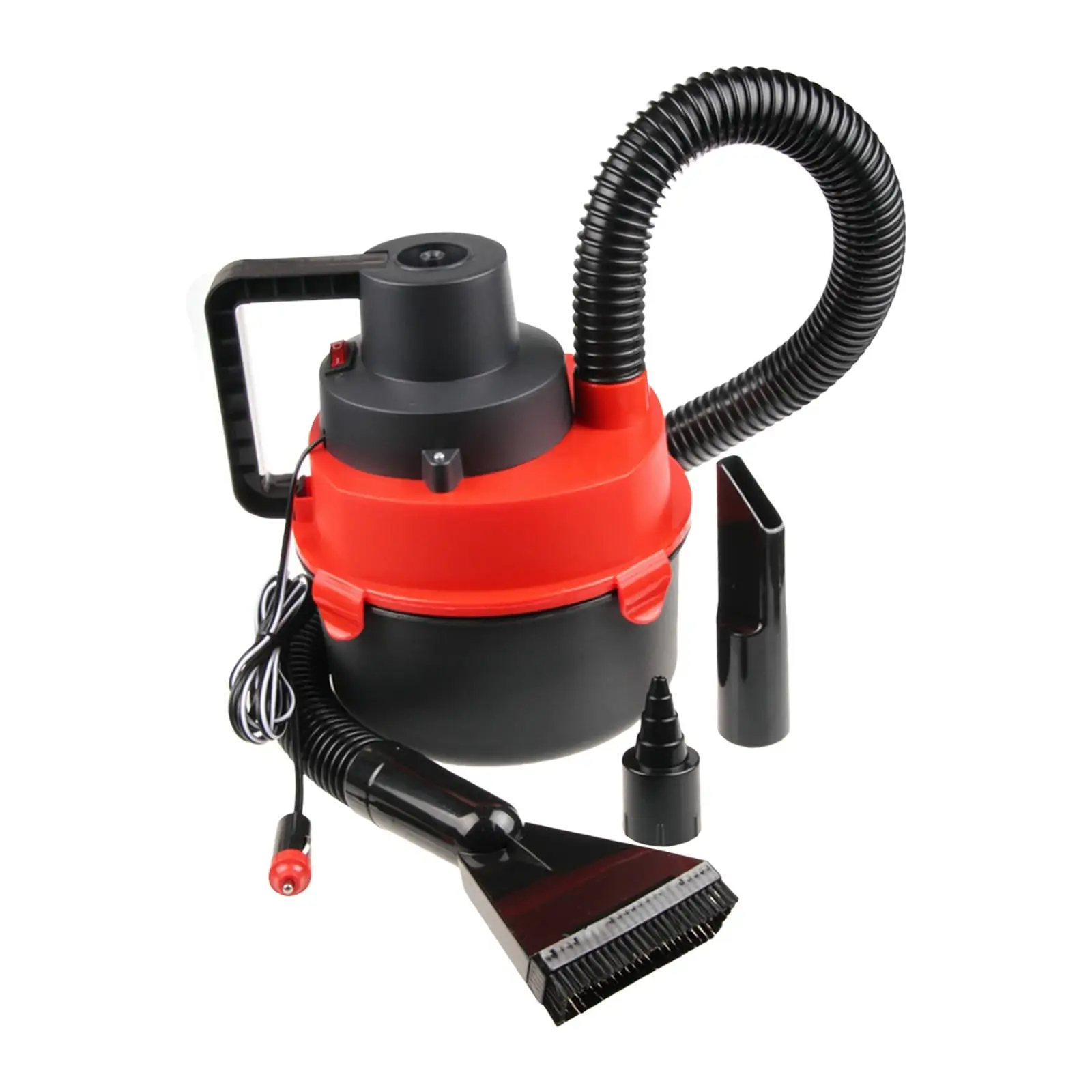 12 Volt Wet Dry Car Auto Canister Vacuum 4L Capacity Professional Flexible Hose for Truck Van Red and Black Portable Low Powered