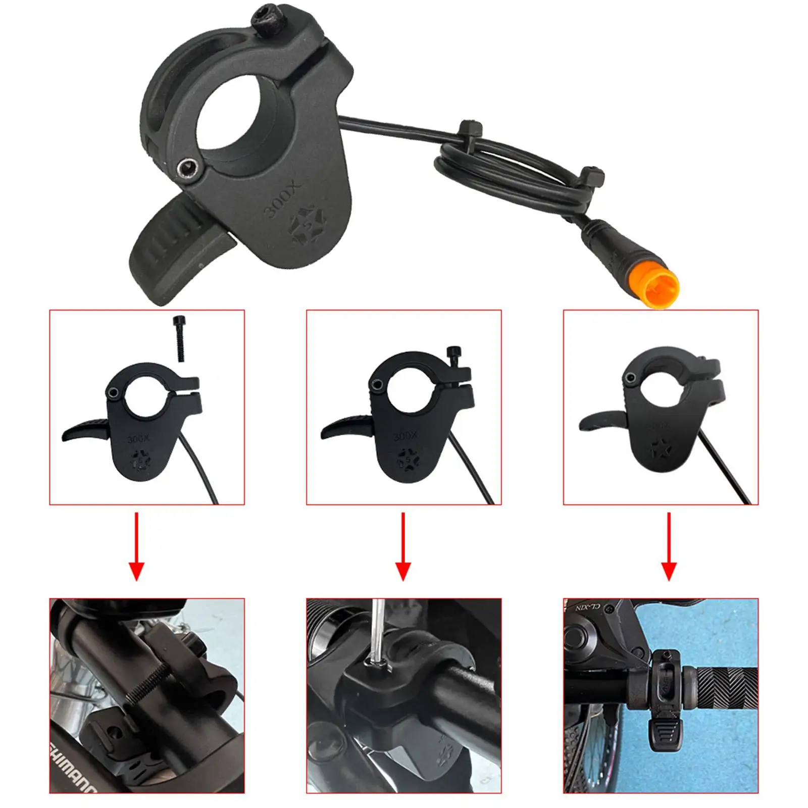 1Pcs Thumb Throttle Waterproof Connector Black Universal Accs Plug Accelerator Wuxing 300x for E-Bike Snow Bike Mountain Bike