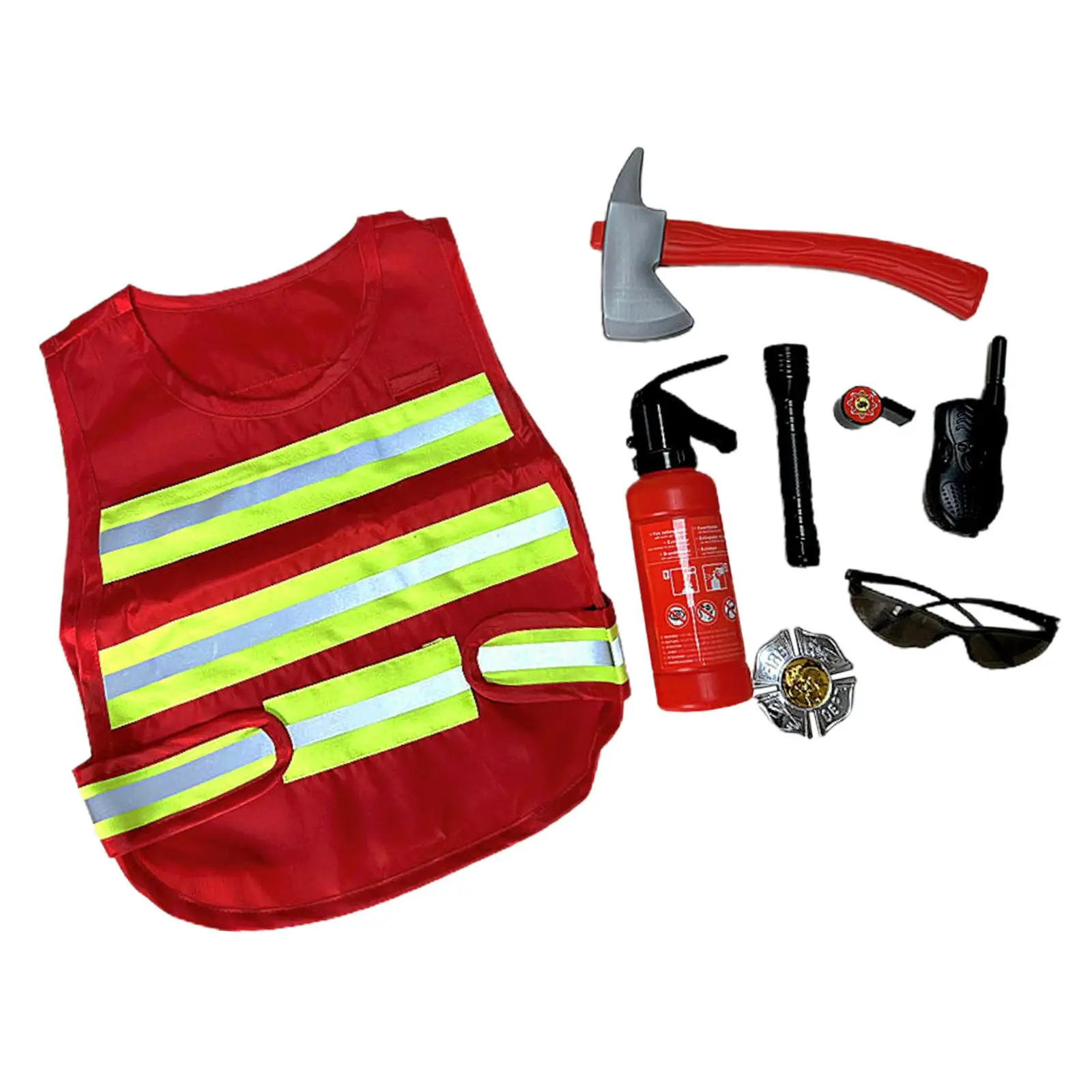 Kids Firefighter Costume Fireman Costume Dress up Birthday Favor Costume Pretend Play for Boys Kids Ages 3-7 Girls Gifts