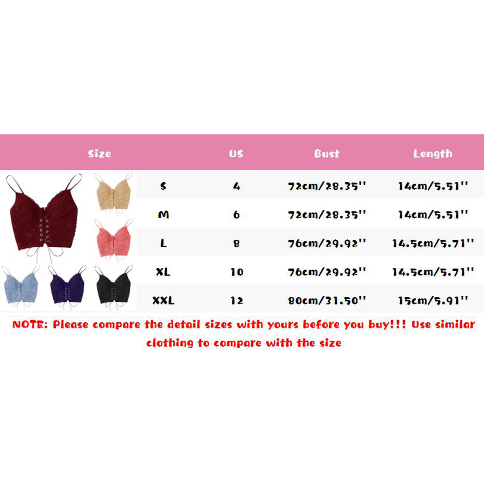Description Picture 2 of itemLace Underwear Female New Trendy Lace Sexy Front Eyelet Drawstring Camisole Elastic Loose Sleeveless Strap Big Bust Lingerie