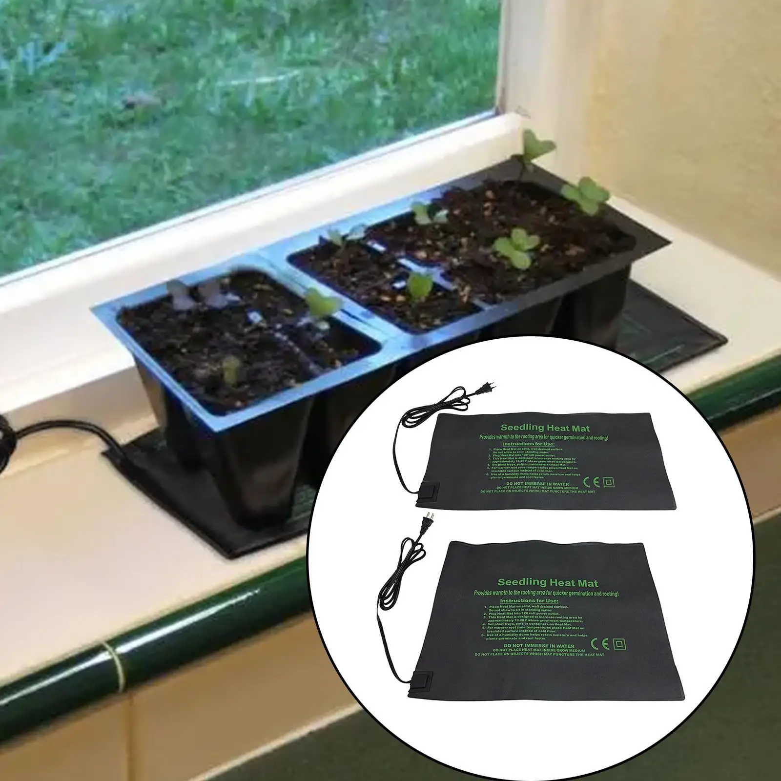 Durable Seedling Heat Mat Seed Germination Cloning Seed Warming Heat Pad Seed Starter Pad for Plants Indoor Outdoor Gardening