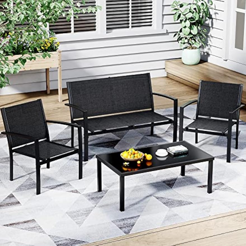 Title 3, Greesum 4 Pieces Patio Furniture Set, Outdoor C...