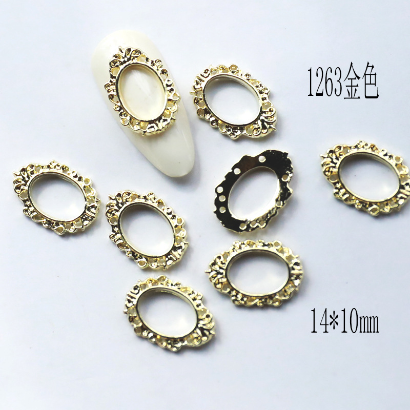 20 Stück Vintage Nail Art Rahmen vier Farben Multi-Formen Retro Legierung Nageldesigns Charms große Edelsteine für Nagelzubehör 2025 – Detail 15