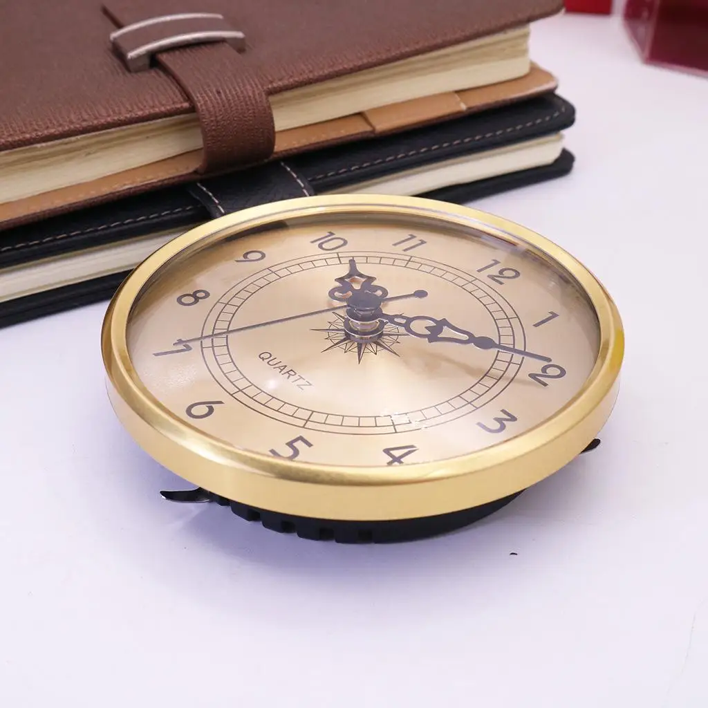 Professional 4.25Inch Quartz Clock Mechanism Insert  Gold Trim Arabic Numeral
