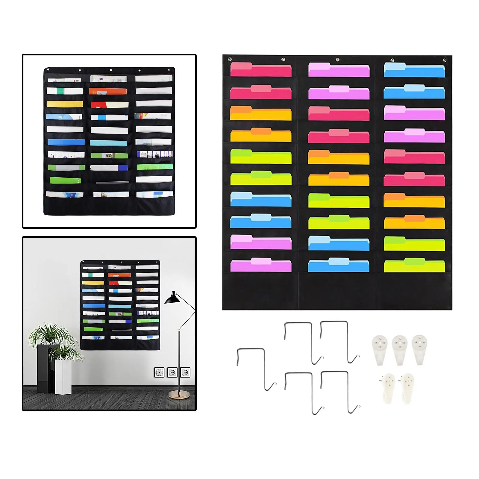 Heavy Duty 30  Hanging File Organizer,  Storage Pocket Charts with Hardware, Great for Classroom, School, Home Or Office Use