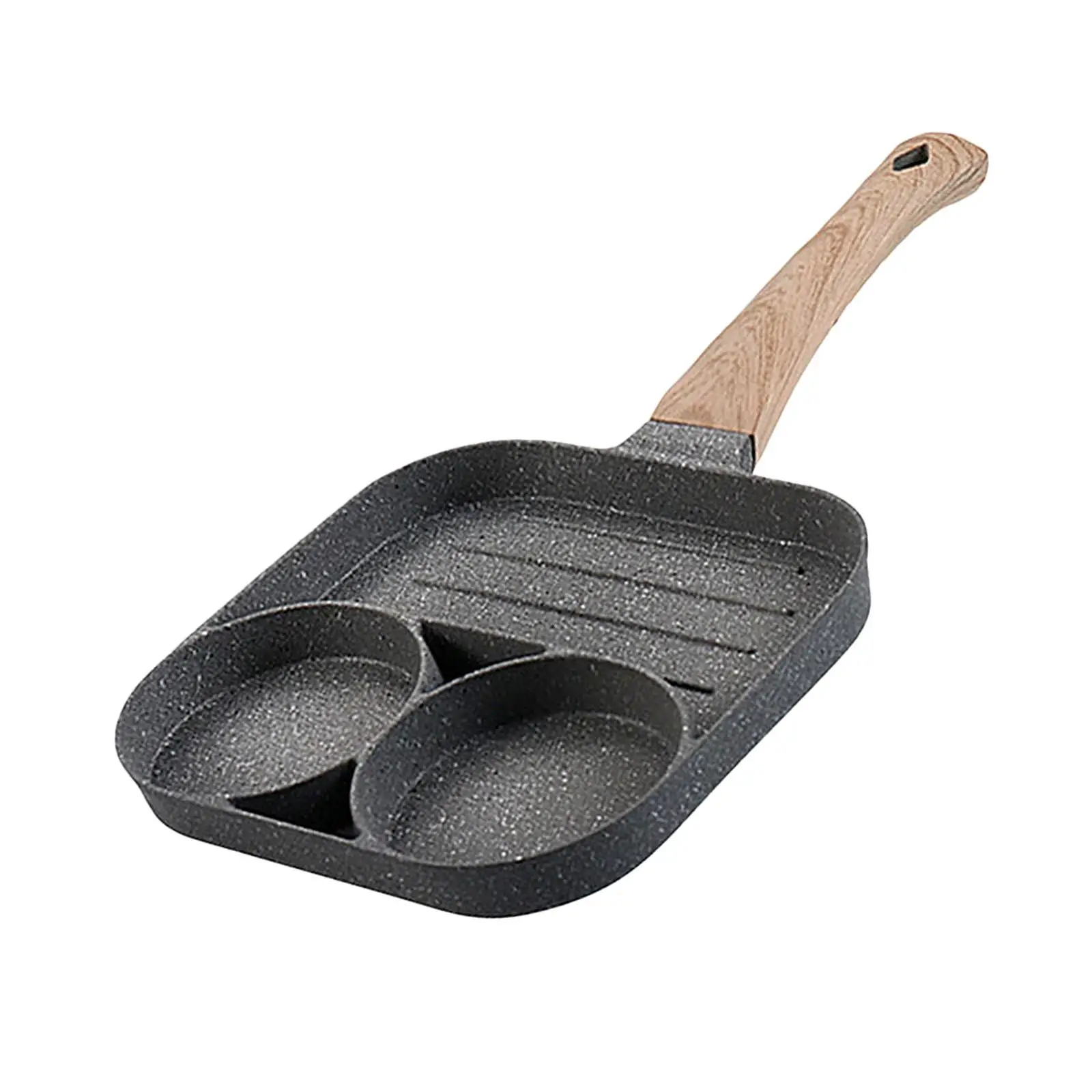 Stone Egg Frying Pan 3-Cup Steak Sausage Cooker Pan with Long Handle