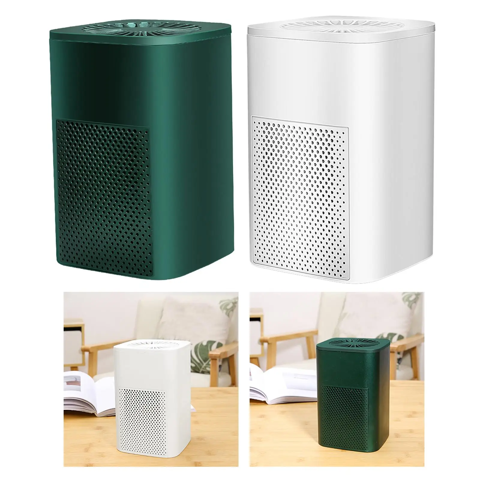 Mini Air Purifier USB Powered 35dB 2 Layer Activated Carbon Quiet Desktop Home Air Cleaner Removes Smoke Germs Particles Dust