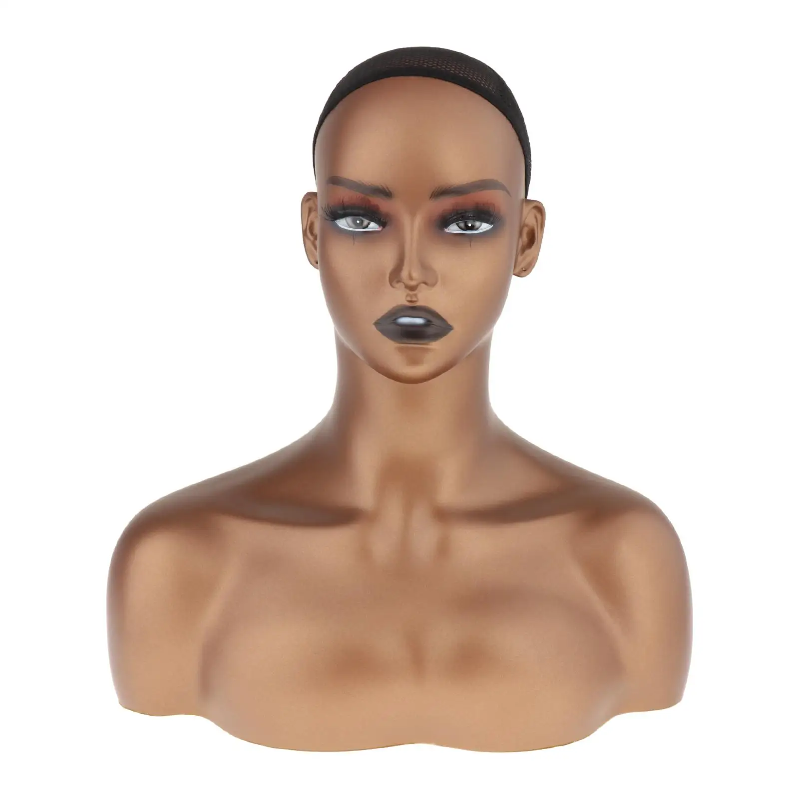 Realistic Female Mannequin Head with Shoulder for Necklace Earrings Wigs Displaying Making Styling Beauty Accessories Displaying
