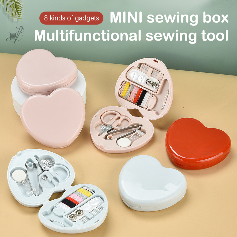 Description Picture 2 of itemMini Sewing Box Household Buttons Scissor Pins Heart-shaped Storage Box Portable Travel Sewing Tool Accessor Швейные Инструменты