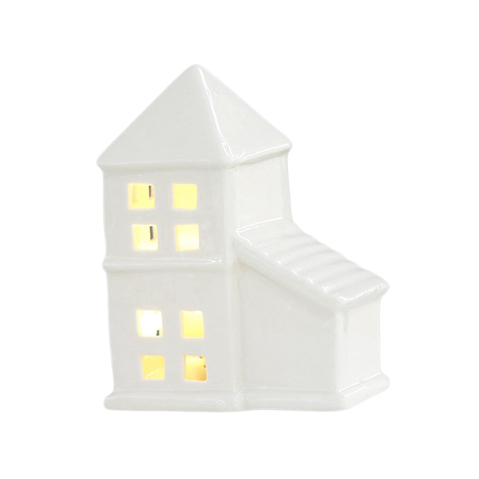 Description Picture 5 of itemLighted LED Christmas Village House Decoration Ceramic Building Figurine Statue for Shelf Table Centerpiece Desk Bedroom Party