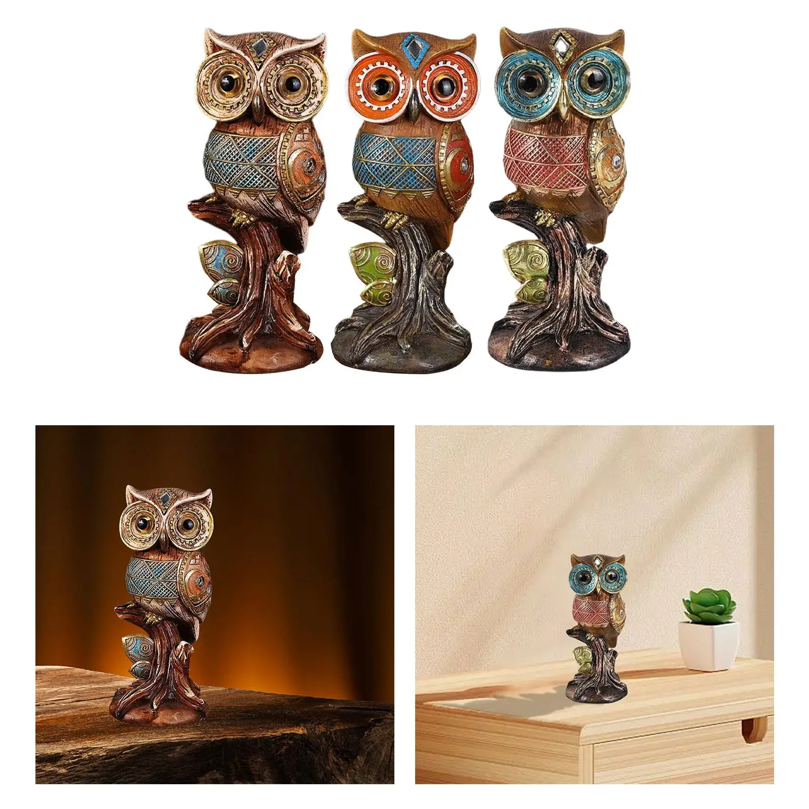 Creative Resin Owl Statues Garden Sculptures Collectibles Figure Decor Birds