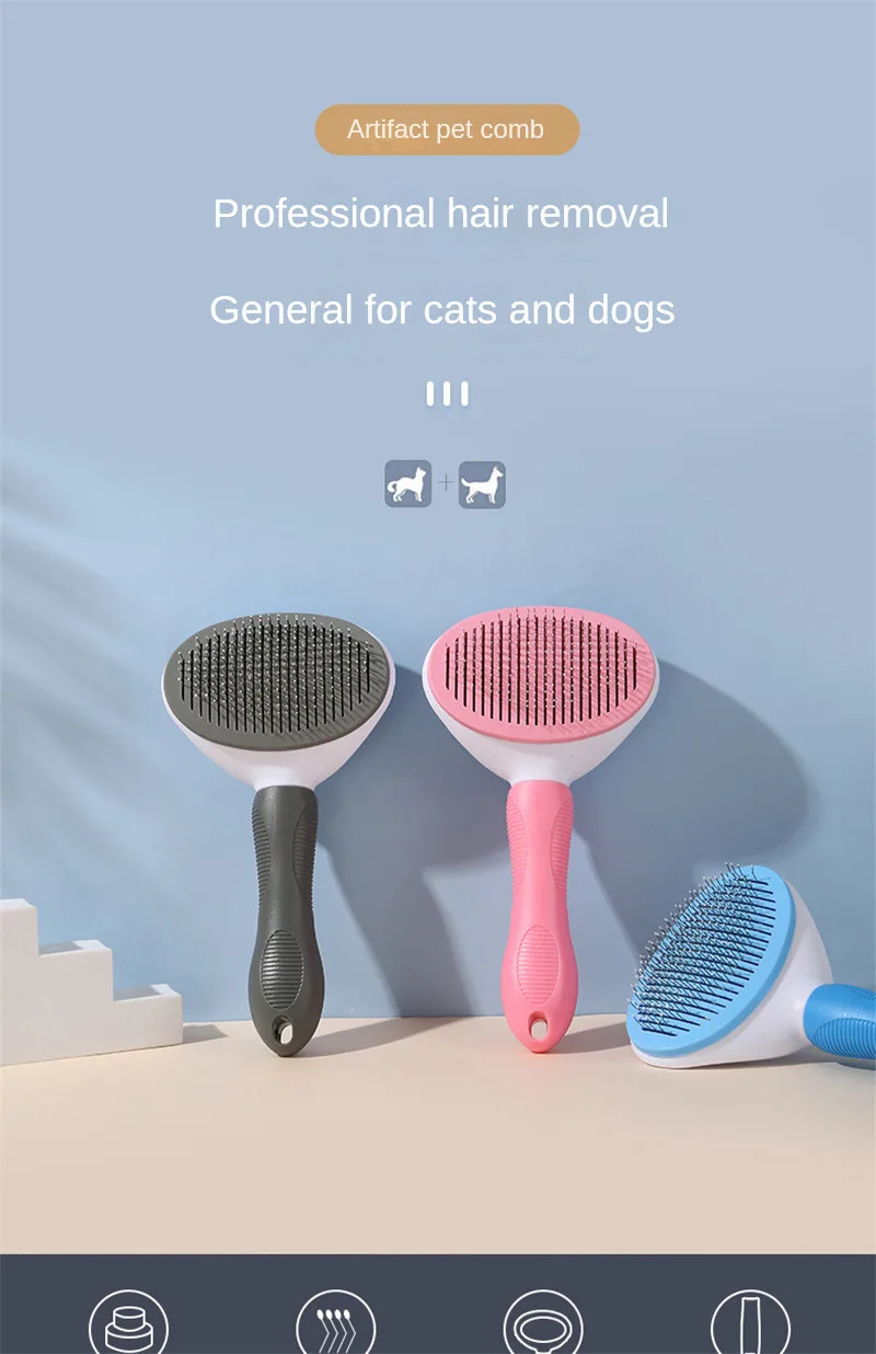 Pet Hair Remover Brush - Cat Comb, Stainless Steel Grooming Tool - Dog Accessories, Cat Supplies