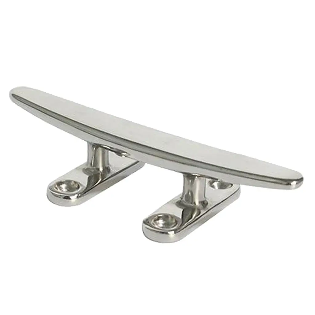 8 inch 200mm Boat Stainless Steel Cord Cleat Open Base Low Flat Polished
