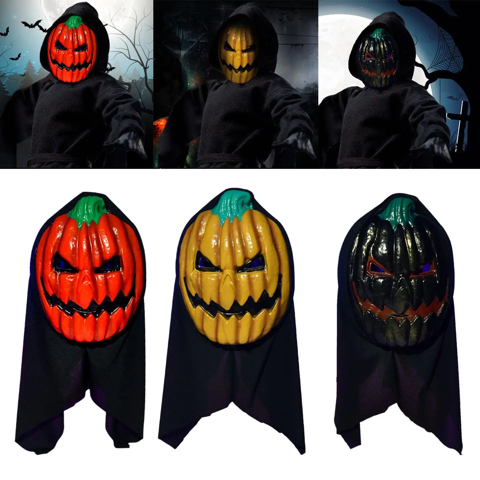 Halloween Pumpkin Head Mask Full Face Cover for Cosplay Carnival Festival