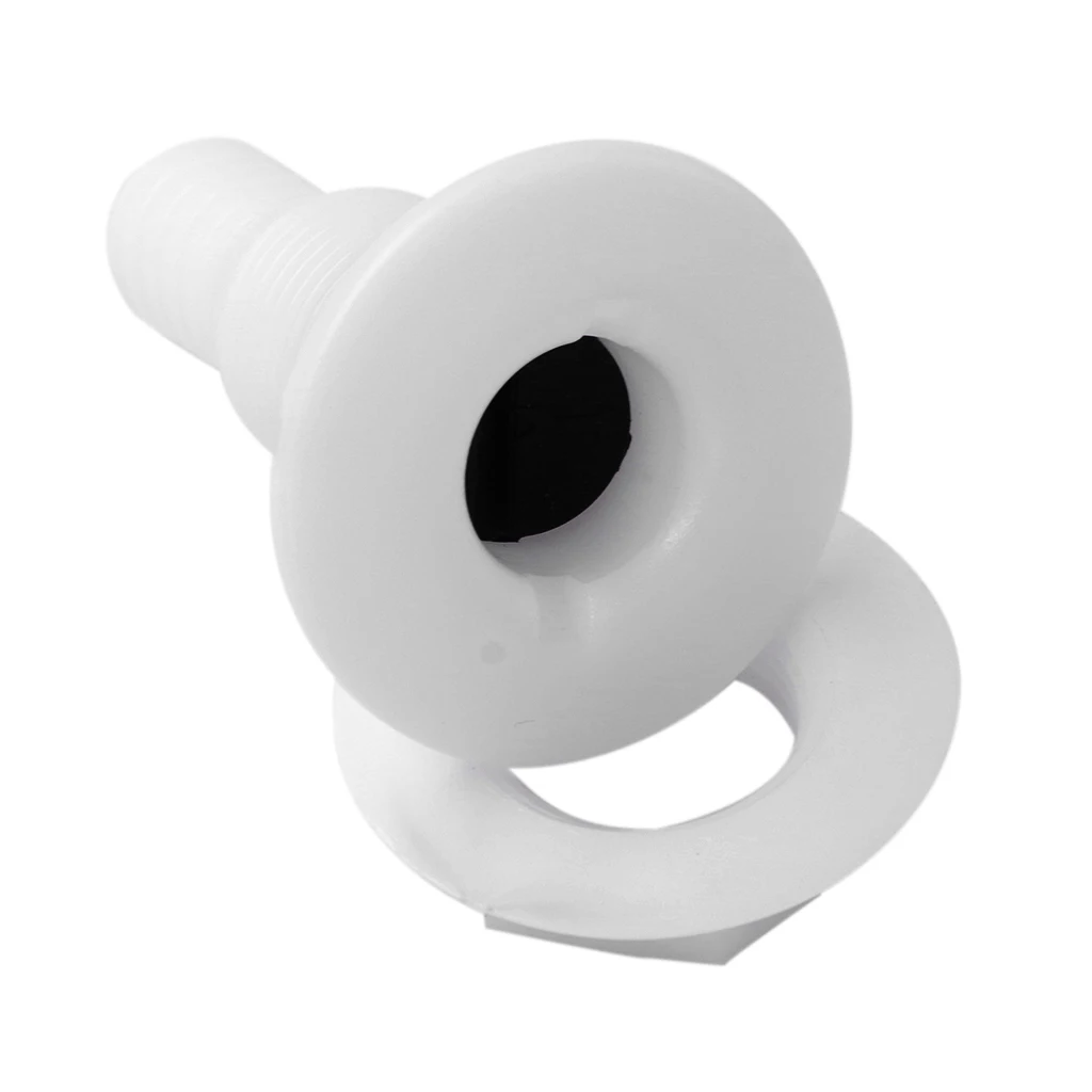 White Plastic Thru-Hull Bilge Pump and Aerator Hose Fitting for 3/4` Hose