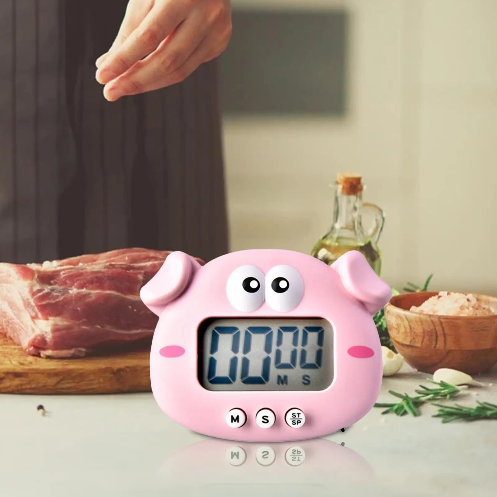 Cute Pig timers Magnetic Decorative Large Screen Digital Timer for Baking Sleeping
