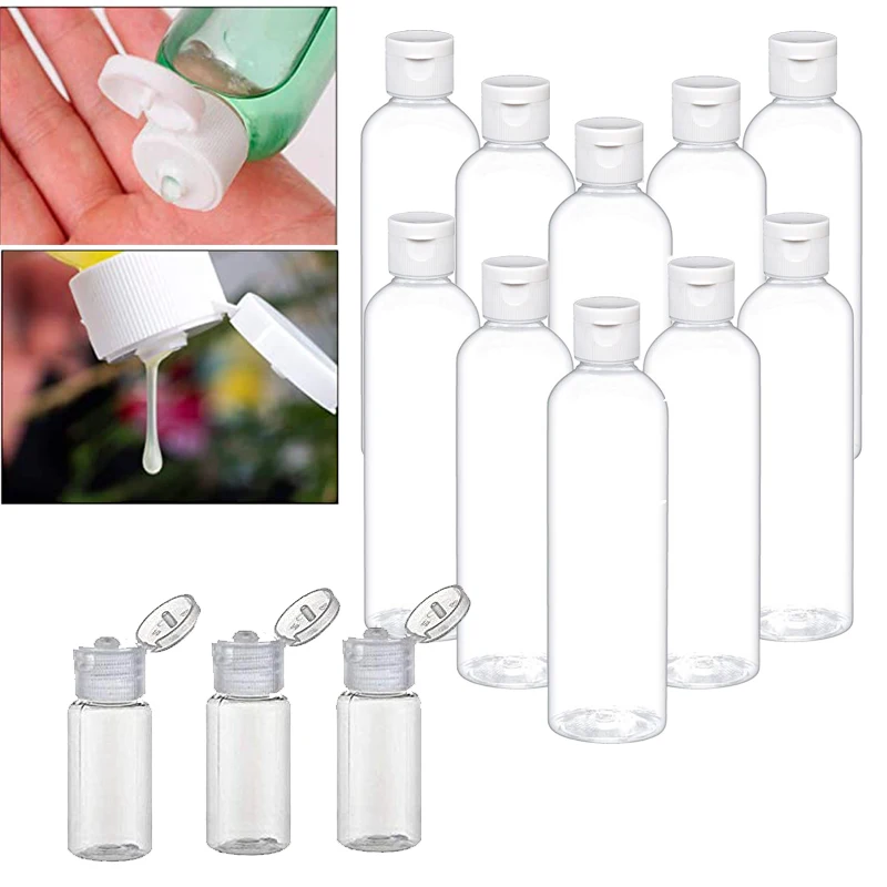 Best of 10Pcs Empty 5ml-100ML Clear Plastic PET Bottles Travel Sample Container With Flip Caps For Liquids Shampoo Lotion Conditioner Reviews & Tips