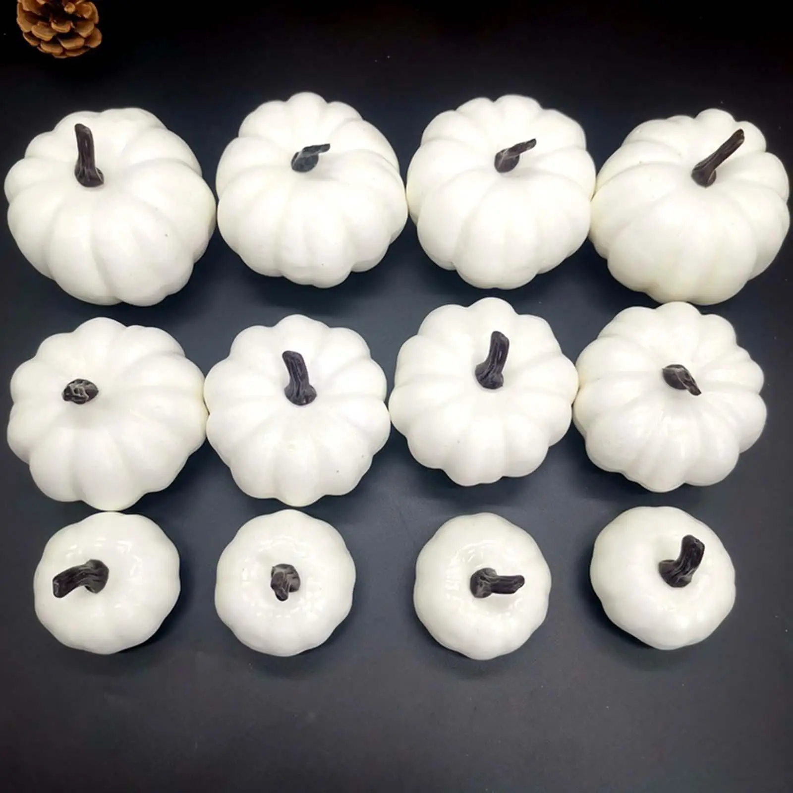 12Pcs Fake Pumpkins Model DIY Rustic Cute Harvest Decorative Artificial Vegetables for Halloween Table Party Thanksgiving Autumn