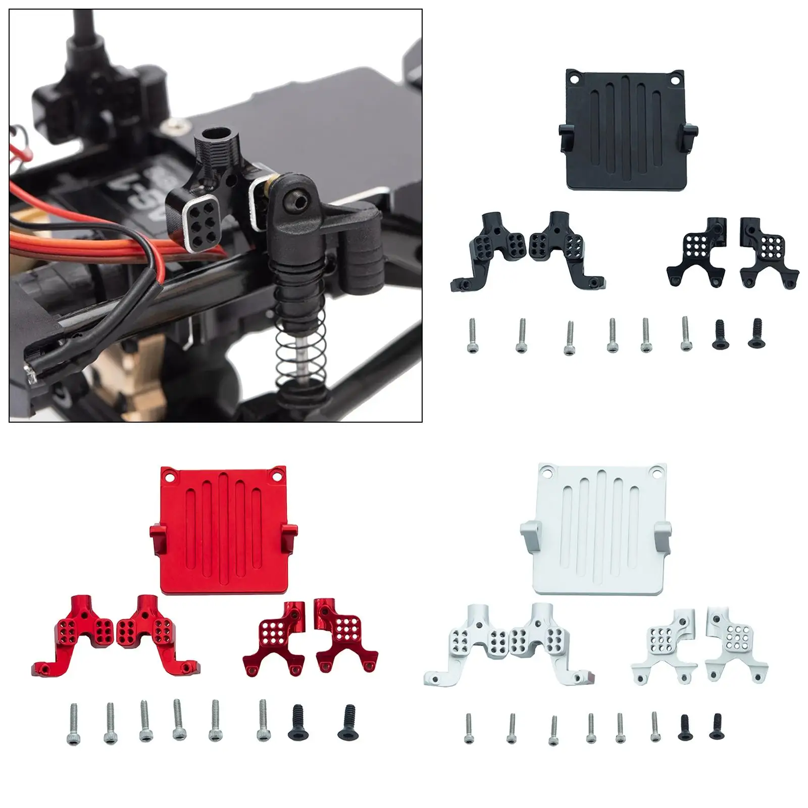 4x 1:24 Scale Remote Control Model Vehicle Aluminum Alloy Shock Damper Towers for Axial SCX24 AXI00001 Car Upgrade Parts