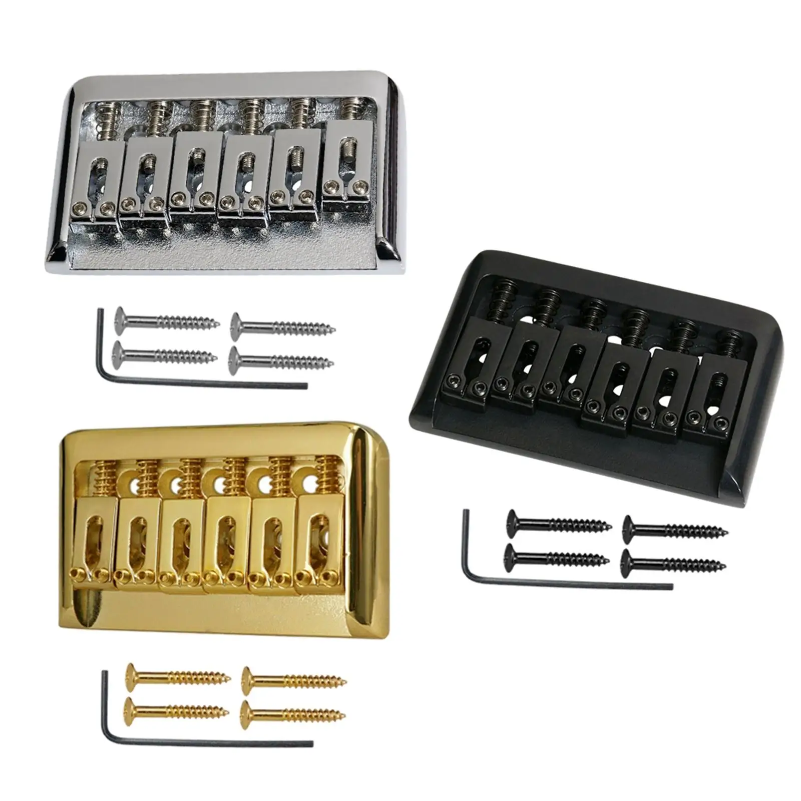 Metal Fixed Rigid Saddle Bridge, Cargo Guitar Tailpiece with Key Screws for 6 String Electric Guitar Parts