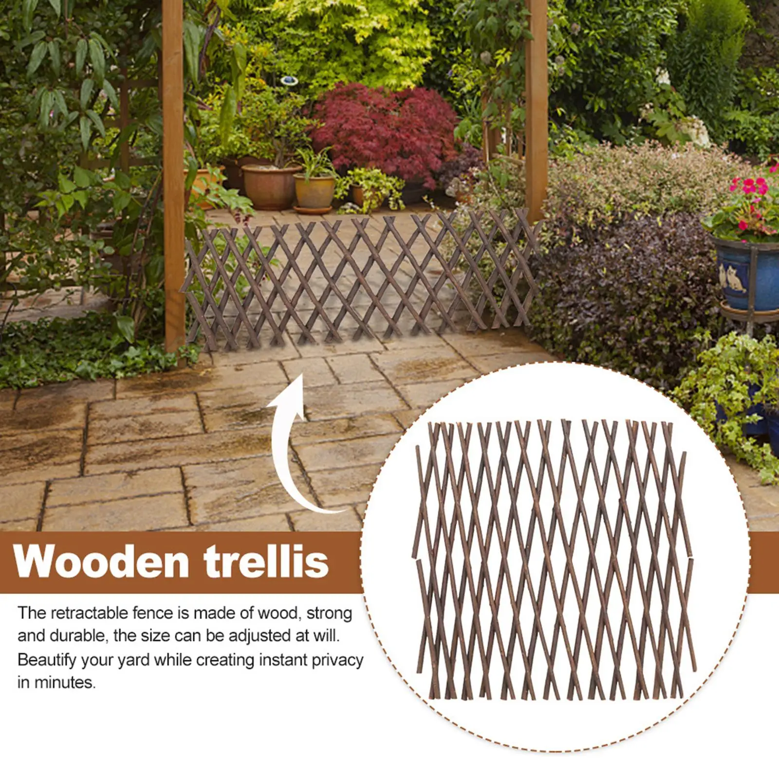 Wooden Garden Fencing Trellis Retractable Support Lattice Panel Screen