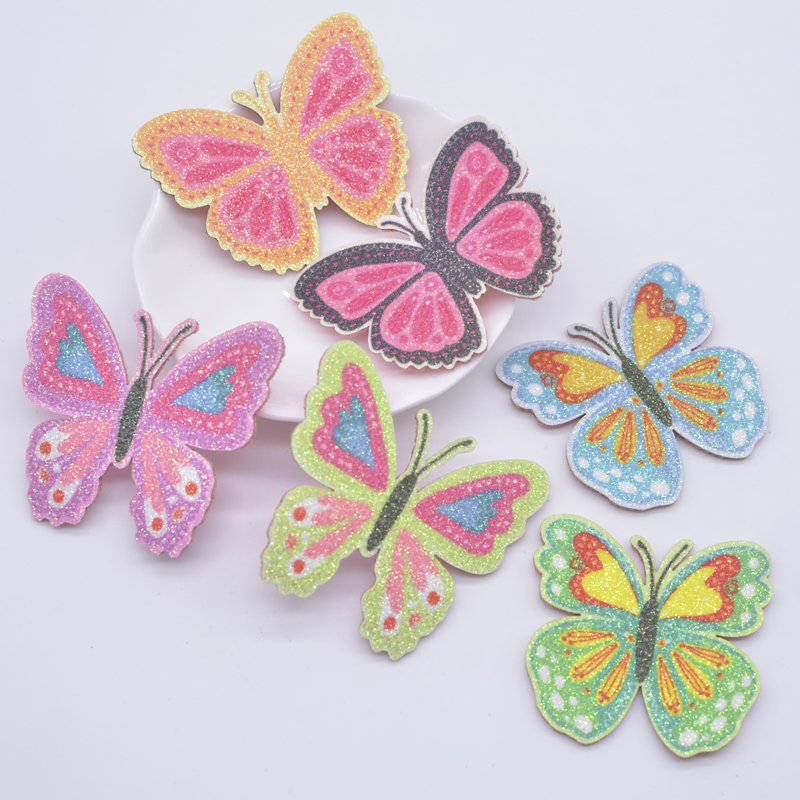 12 Stück Glitzer-Druck-Applikationen, Schmetterling, für DIY-Handwerk, Kuchendekoration, handgefertigte Kopfbedeckung, Haarspangen, Schleife, Dekor, Hut, Nähflicken – Detail 1