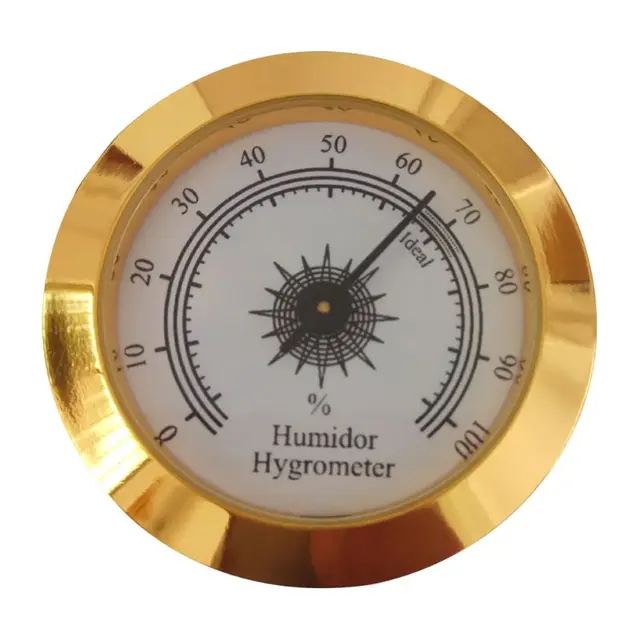 50MM Gold Frame Analog Hygrometer For Cigar Humidor Replacement