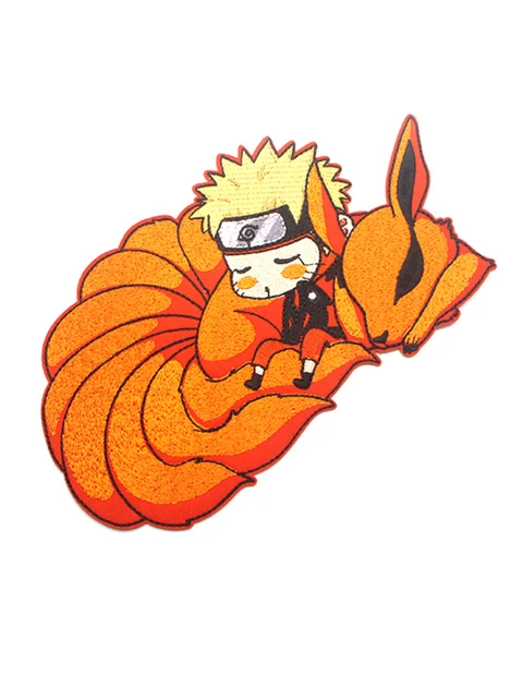 Uzumaki Naruto patch 9-tailed fox Kurama patch Naruto Anime embroidery  Anime velcro patch Handmade embroidered cute patch