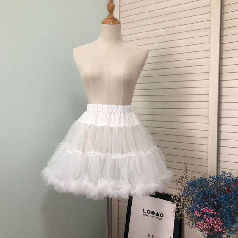 Title 3, Women Girls Ruffled Short Petticoat Solid White...