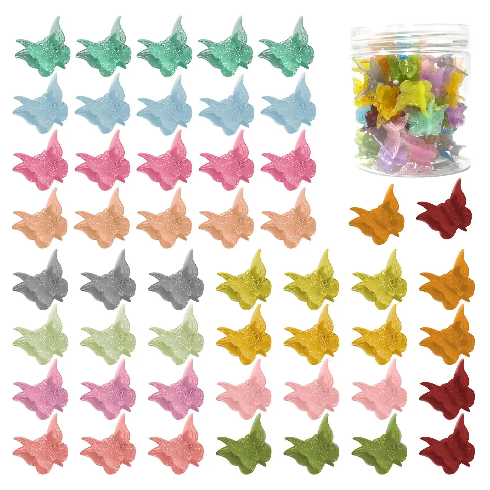 50 Pieces Butterfly Hair Clips with Box Package Assorted Colors Cute Mini Gifts Hair Claws Clips for School Kids Children Women