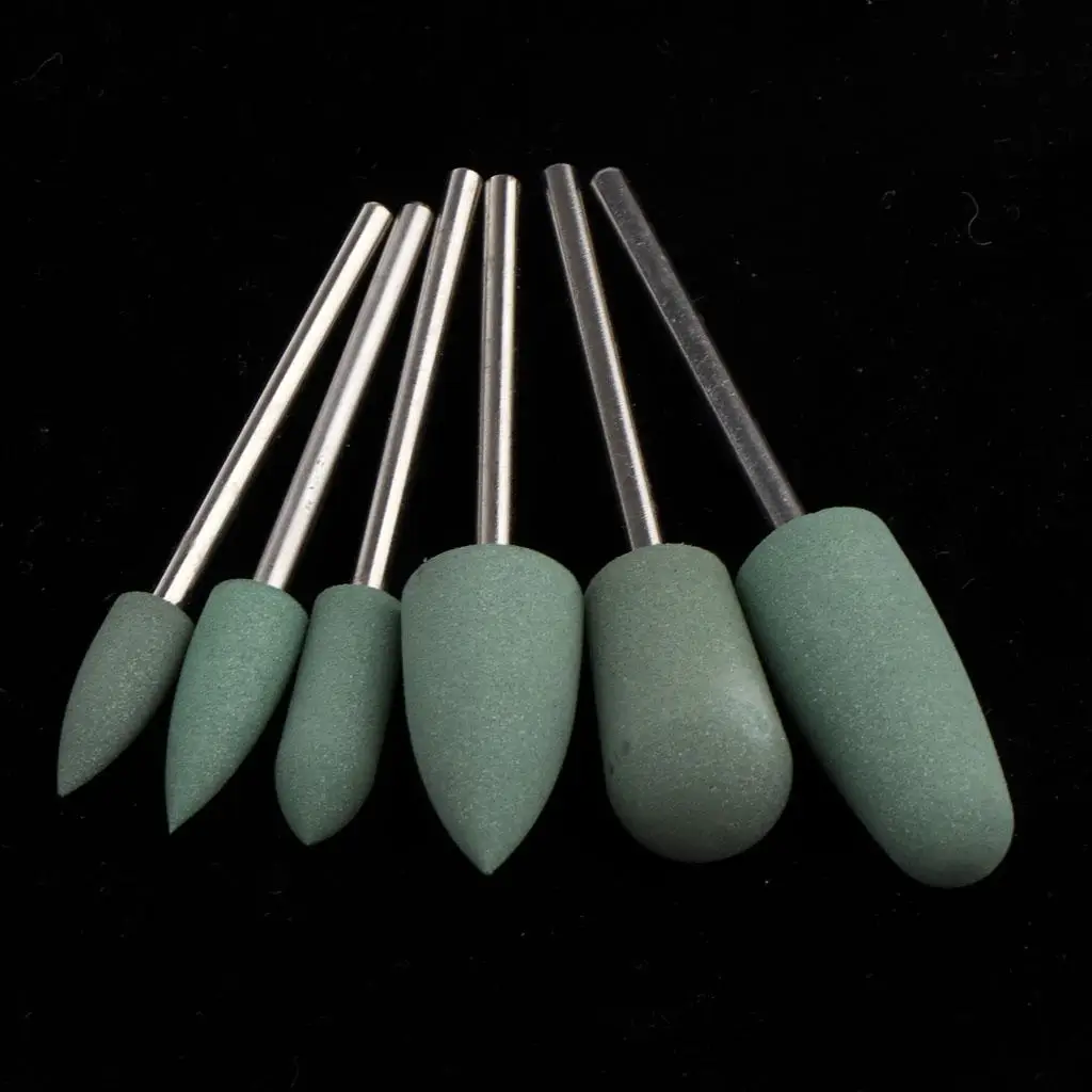 6x 2.35mm Silicone Bit Electric Rotary Burrs for Nails Reshaping