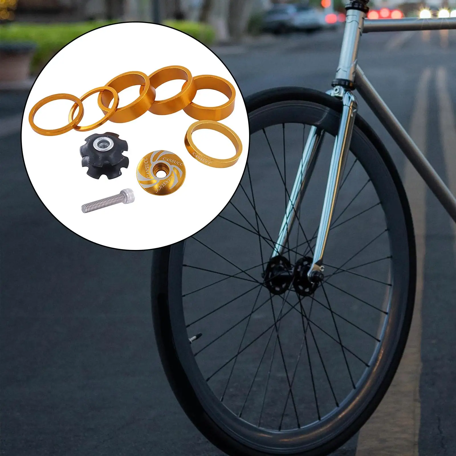 Bicycle Headset Spacer Headset  Nut with Screw, Bike Handlebar Stem Spacers Set  1/8-Inch  MTB Road Bikes 2MM 3MM 5MM 10MM