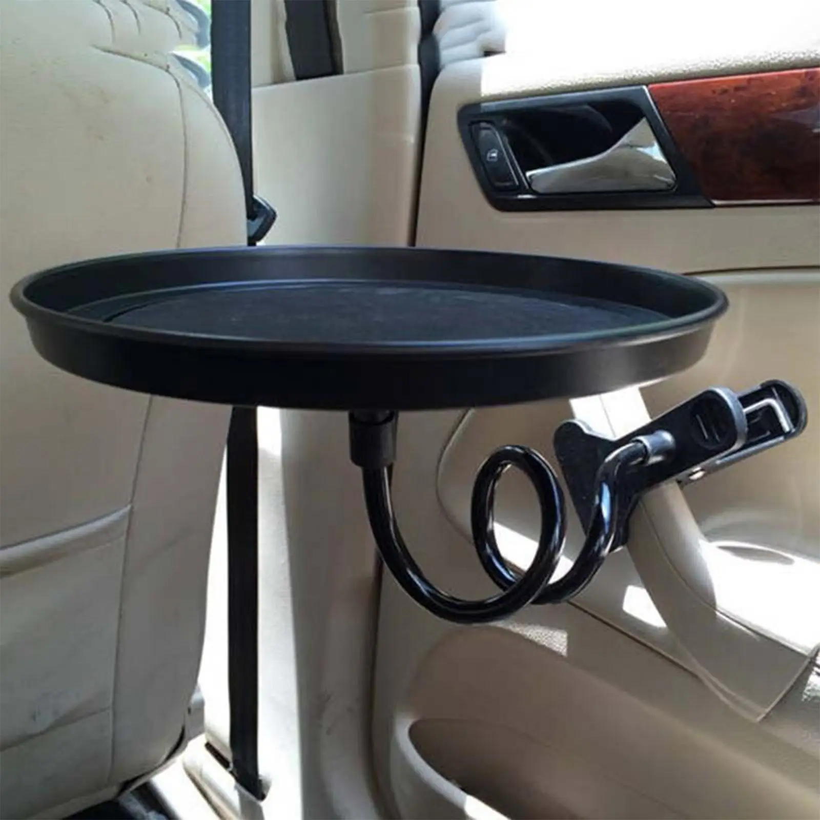 Car Food Tray Non-Skid Organizer Stand W/ Clamp Fit for Automobile Bottle