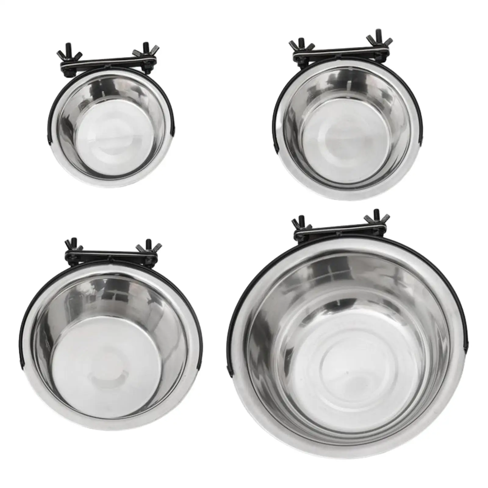 Hanging Pet Bowl Pet Feeding Dish Bowl Stainless Steel with Fixed Bowl Card Slot Cage Water Dish Non Spill Dog Bowls for Rabbit