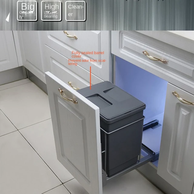 Cubo de basura de cocina incorporado, cubo de basura extraíble, estilo  oculto, plegable, moderno, alta calidad - AliExpress