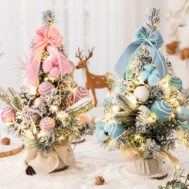 Small Artificial Christmas Tree Mini Desktop Xmas Tree Ornaments for  Bedroom Home Party Office Delicate Christmas Decorations