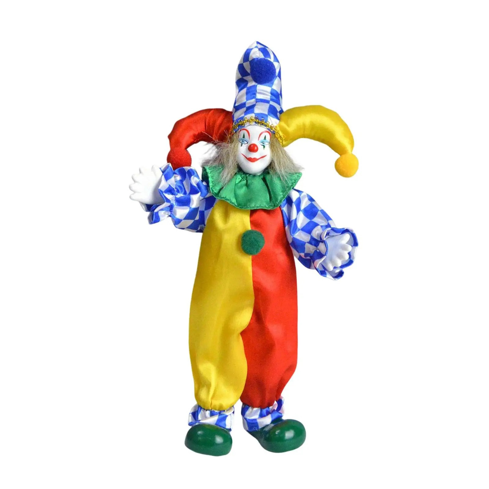 24cm Clown Doll Figure Doll Ornaments Arts Crafts Home Table Desk Decor Clown Model for Holiday Thanksgiving Gifts