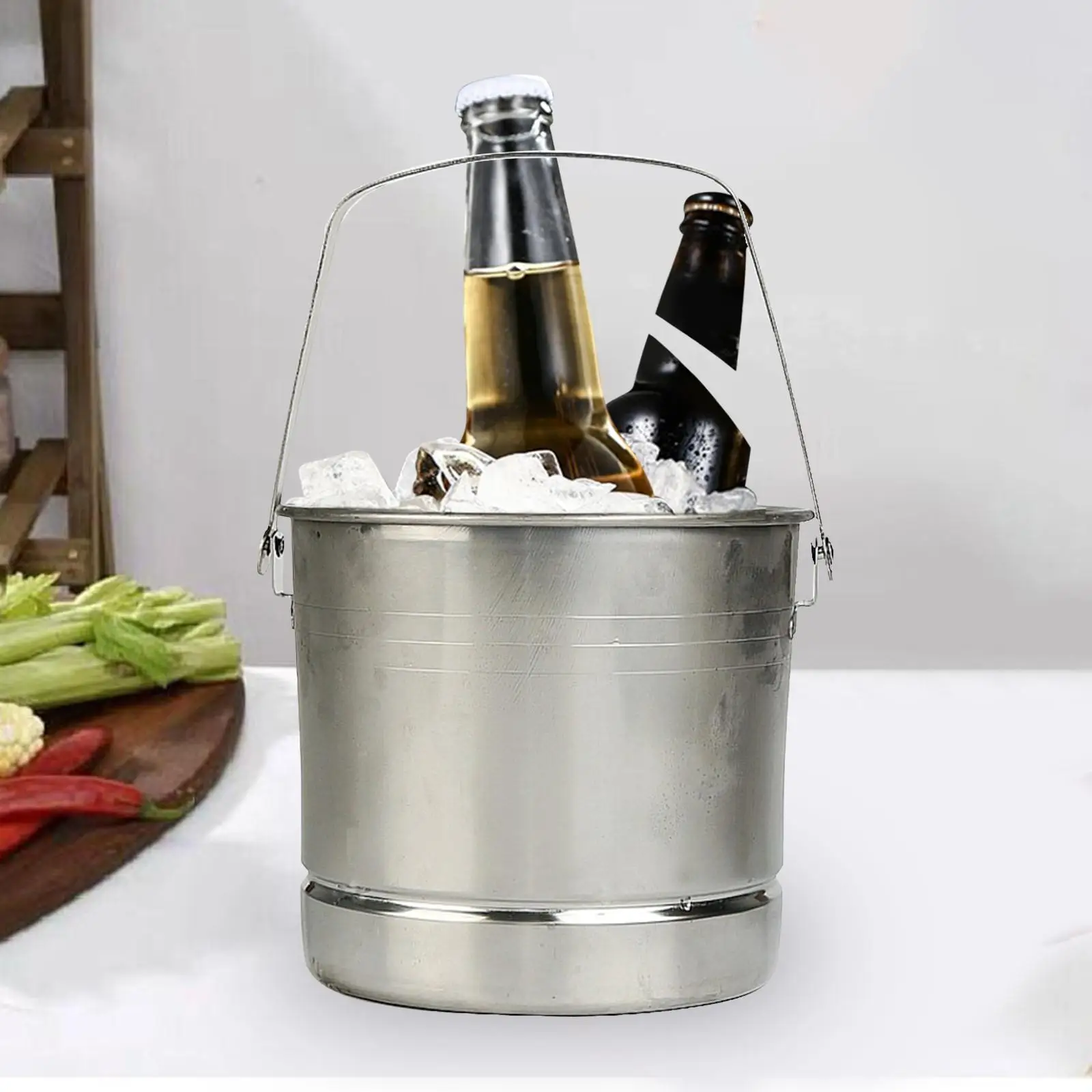 Ice Bucket Champagne Beverage Bucket Stainless Steel Practical Ice Container for Cocktail Parties Home Pub Wine Bottle Cocktail