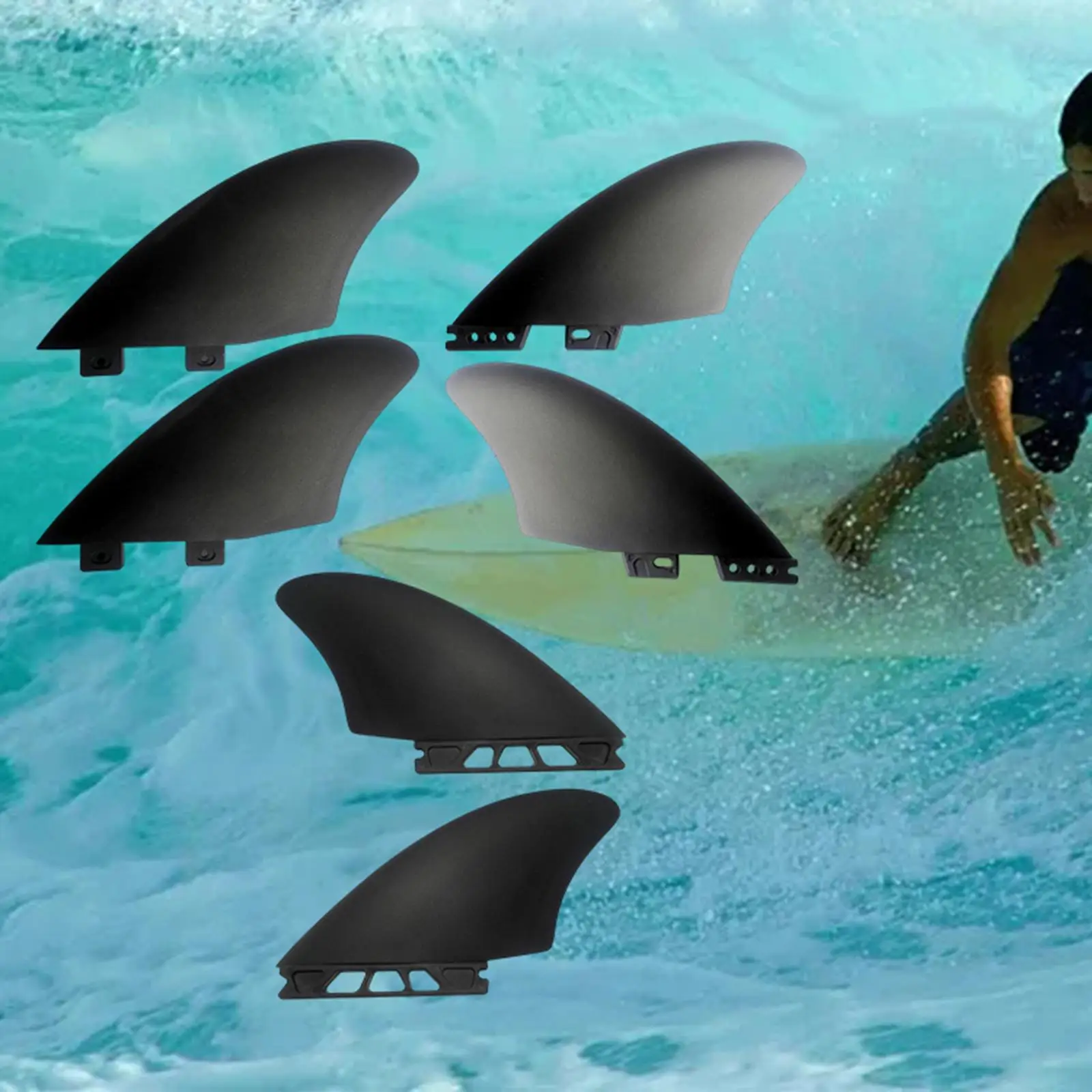 2x Durable Surfboard Fin Surfboard Tail Rudder Durable for Longboard Canoe
