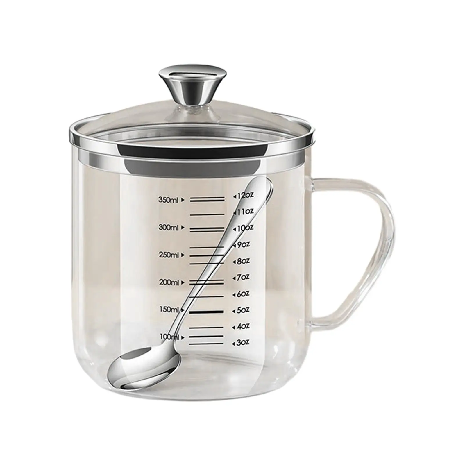 Glass Measuring Cup with Lid Transparent Durable Multipurpose Heat Resistant Glass Beaker for Home Liquid Milk Restaurant