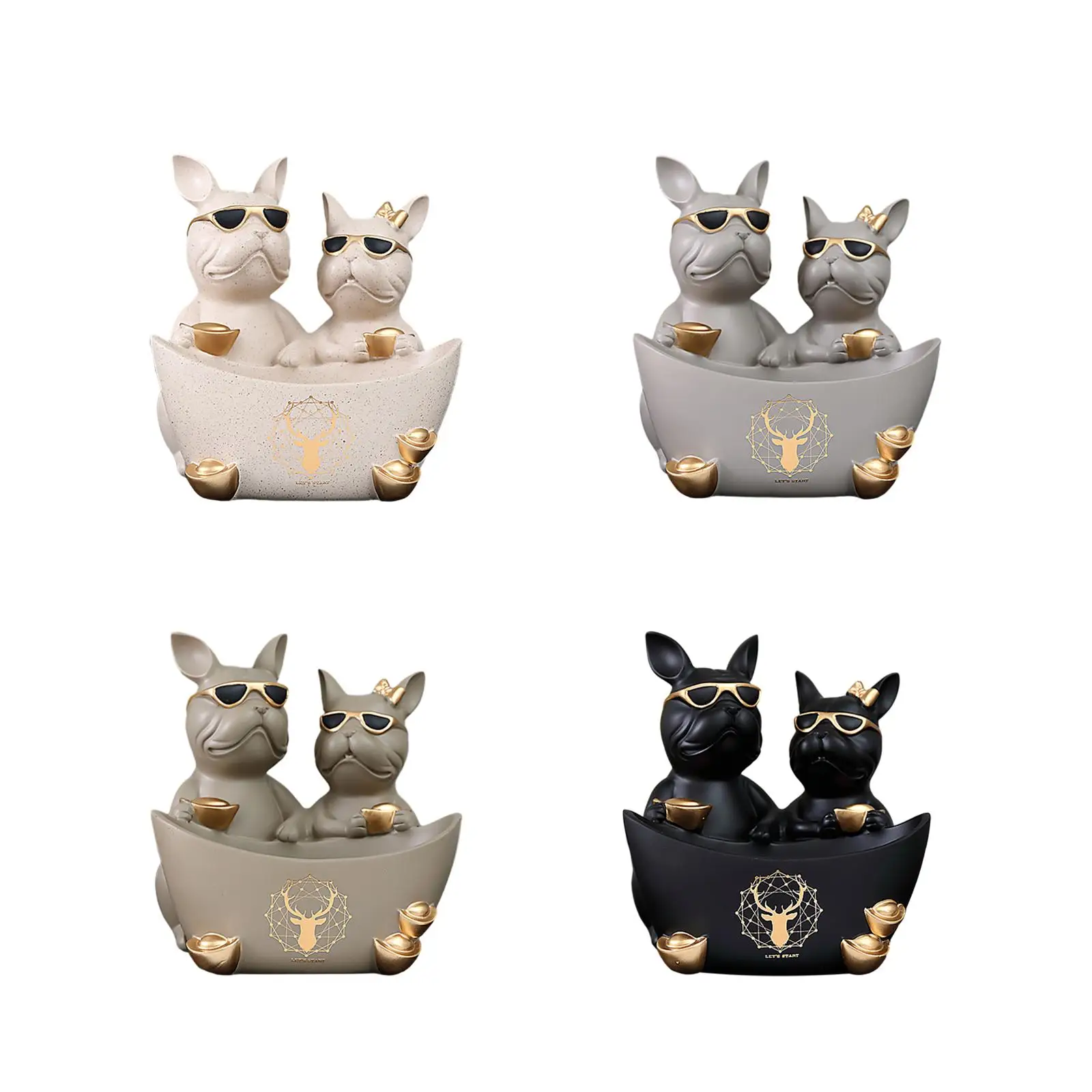 Dog Statue Storage Bowl Animal Figurine Modern Resin Dog Sculpture Desk