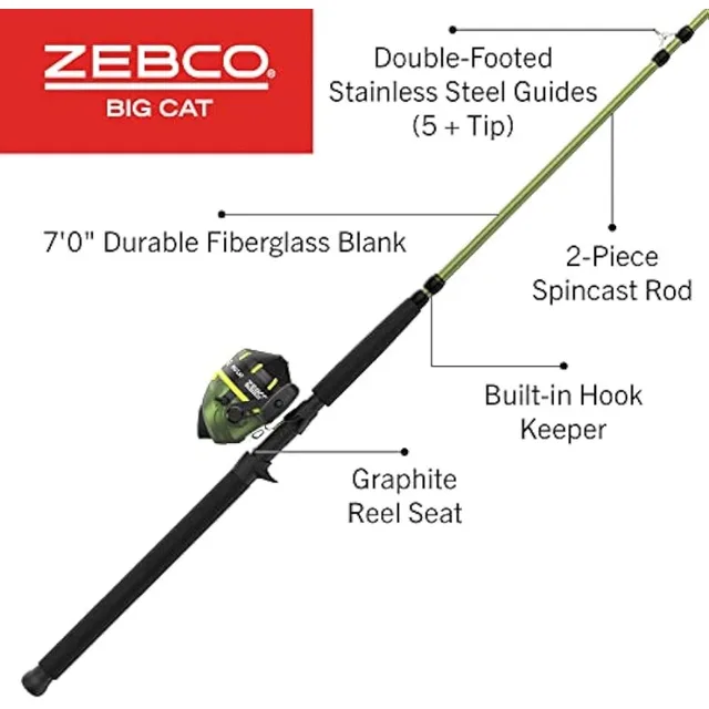 Zebco Big Cat Spincast Reel and Fishing Rod Combo, All-Metal Gears,  Changeable Right- or Left-Hand Retrieve - AliExpress