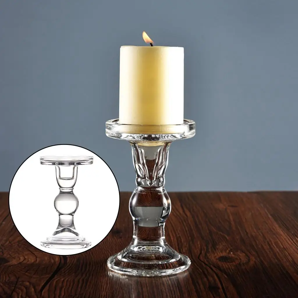 Transparent Glass Candle Holders Candles Stand for Home Office  
