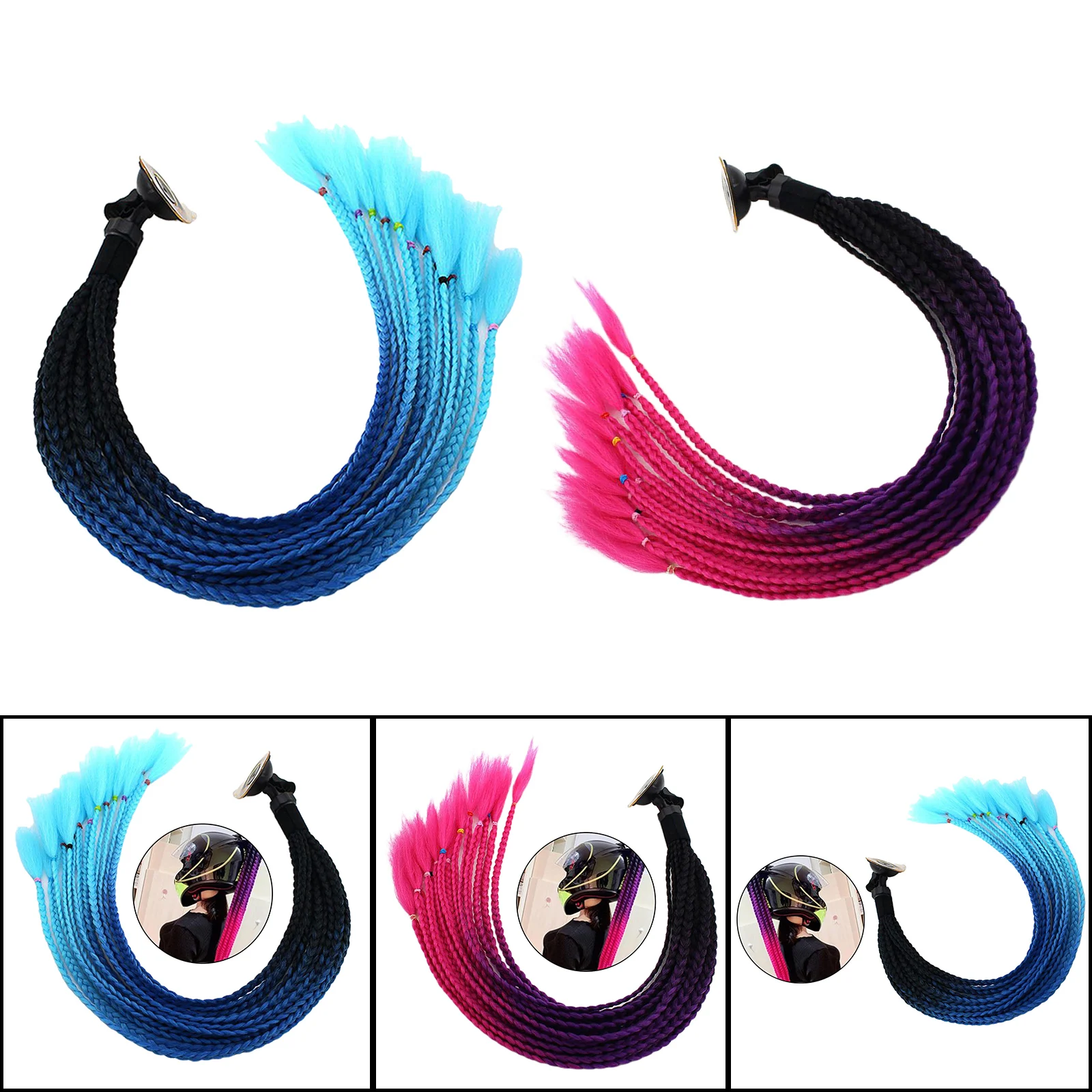 2pcs 55cm Hair Gradient Ponytail for Motorcycle