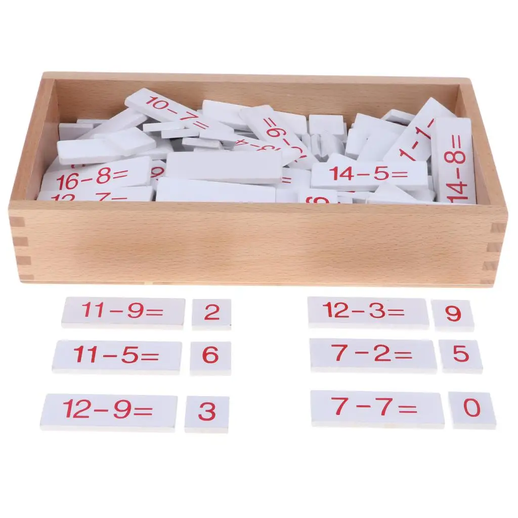 Wooden  Arithmetic Box  Mathematics Material - Math Equations Cards  Learning - Subtraction