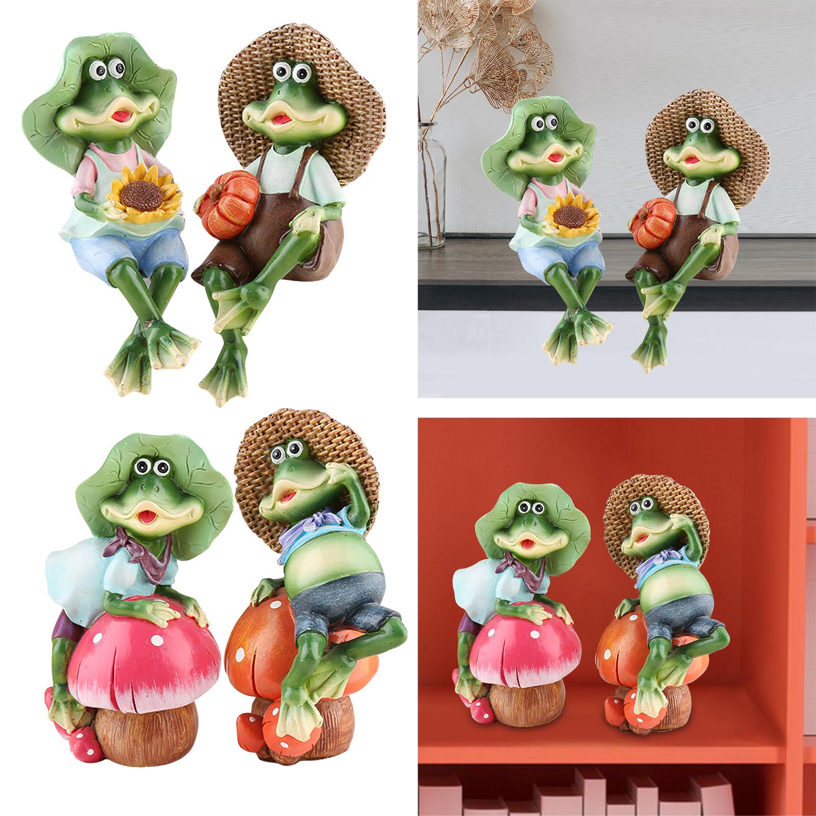 Garden Decoration Frog Lover Statue Resin Animal Yard Art Adorable Frog Statue Garden Cartoon Frog Figurine Couple Frog Couple